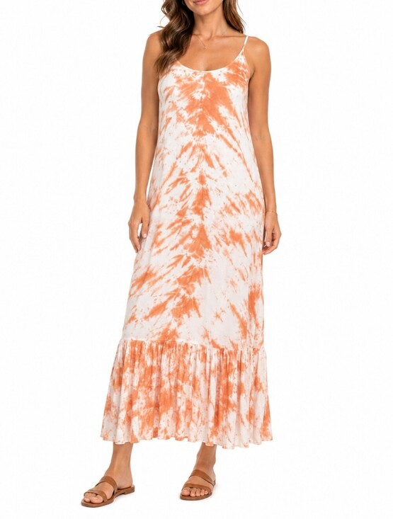 Elan Dresses & Skirts - Elan Orange/White Tie Dye Criss Cross Strappy Back Maxi Dress